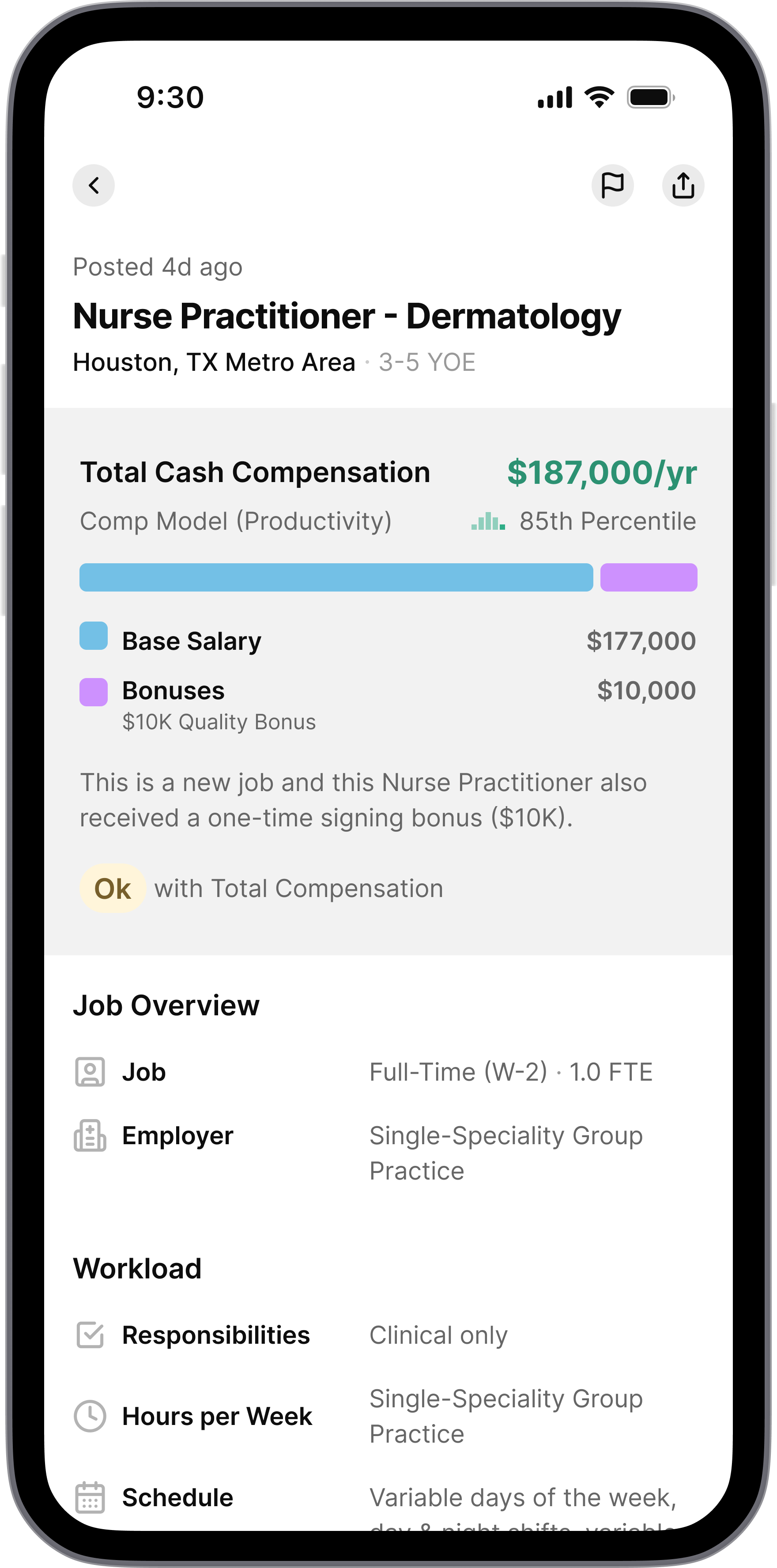 Nurse Practitioner salary details showing compensation information